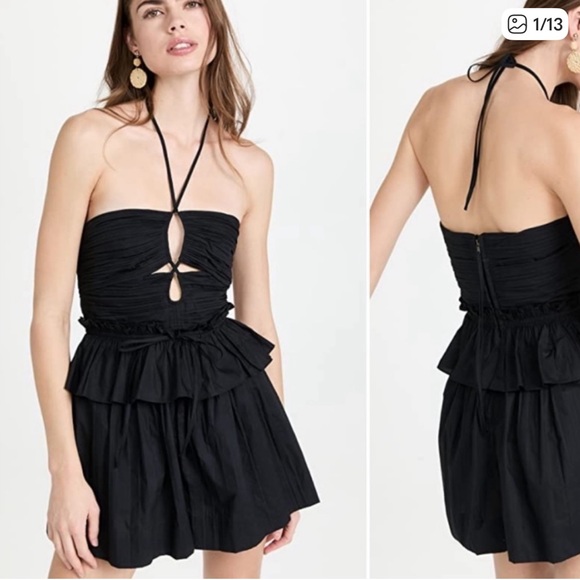 Ulla Johnson Isidro Cutout Halter Playsuit Romper Black Size 6